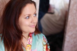 behind the scenes wedding portrait of bridesmaid