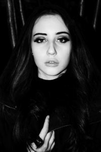 close up black and white portrait