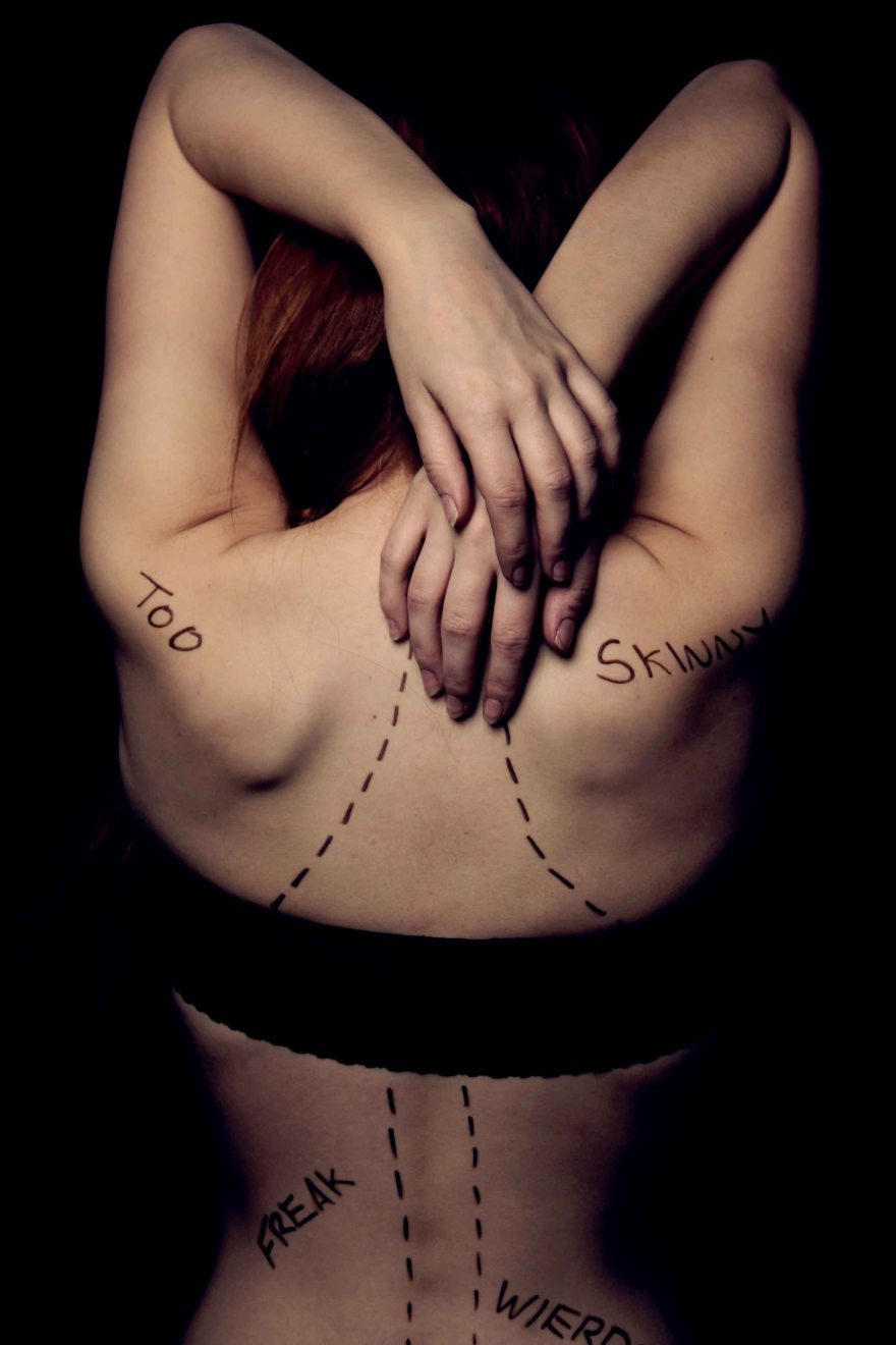 Body image low key body portrait of the back of body