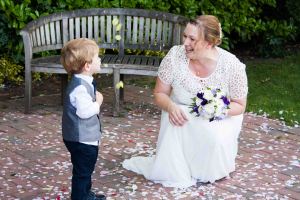 Bride with little boy