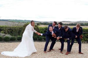 Bride vs groomsmen for the groom