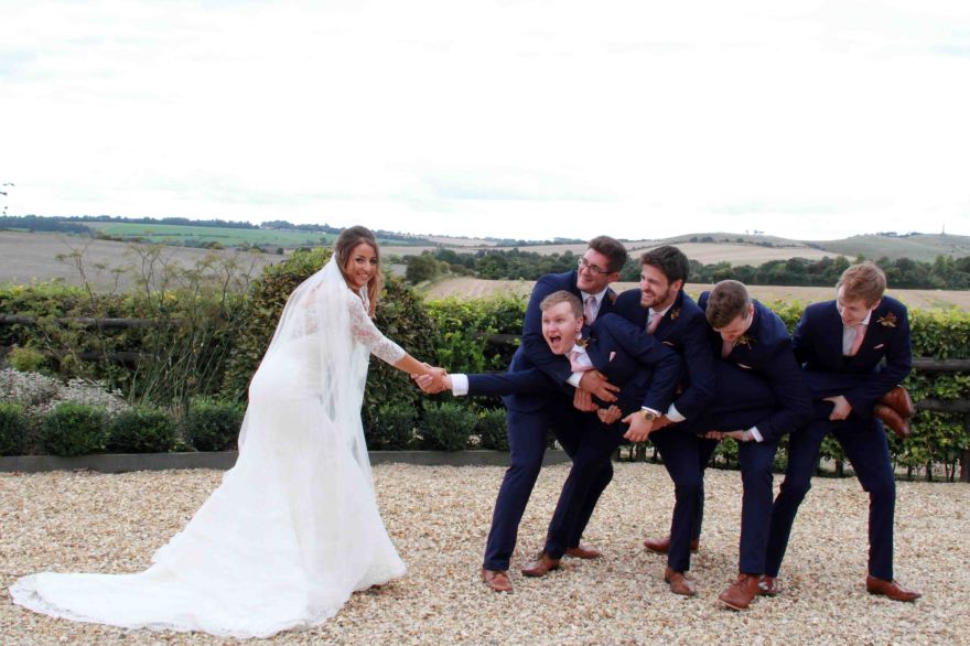 Bride vs groomsmen for the groom