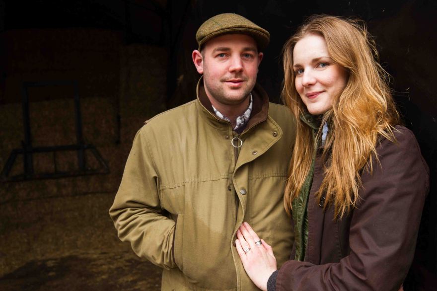 Close up couple portrait on the farm in wiltshire