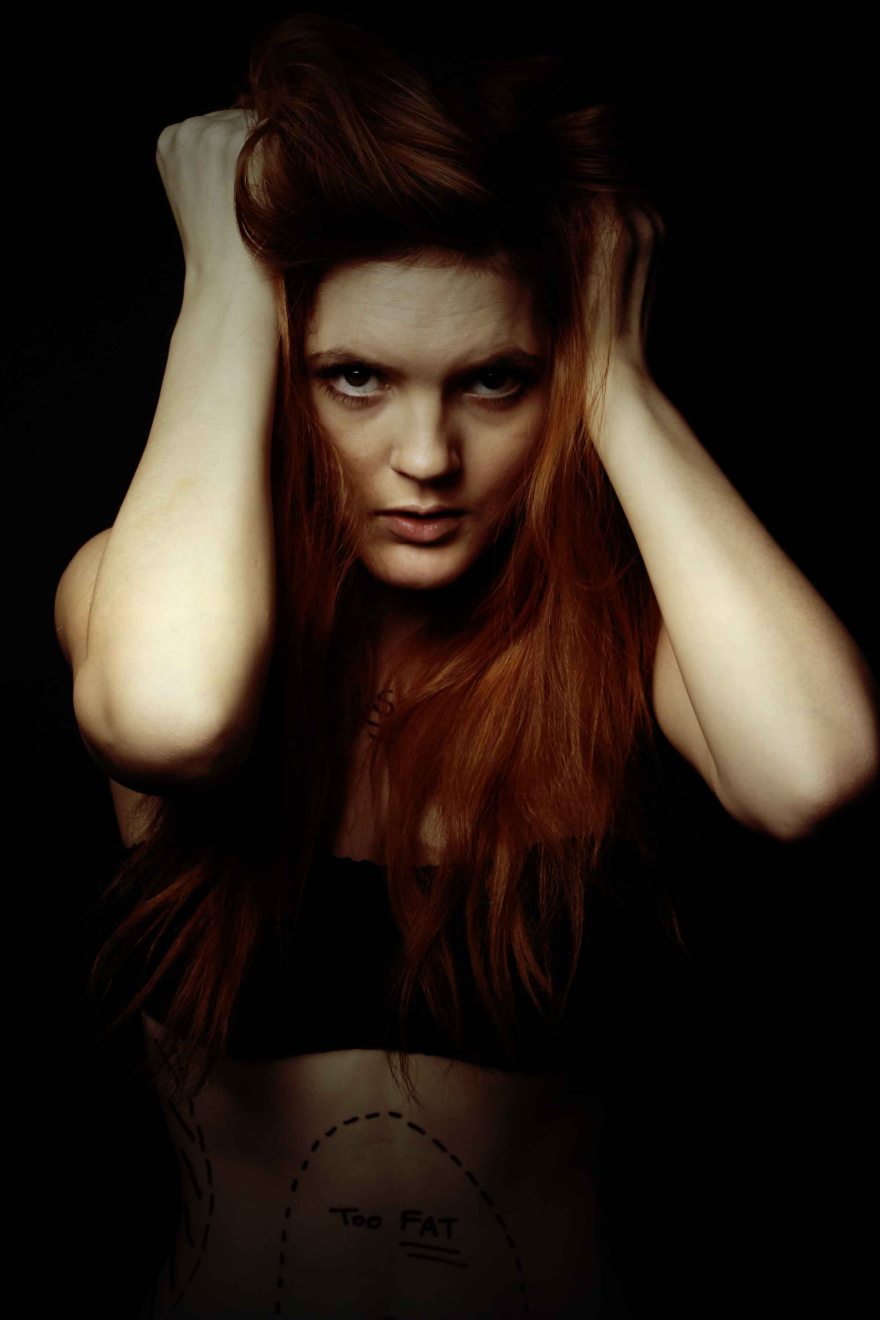 Eerie and dark studio portrait