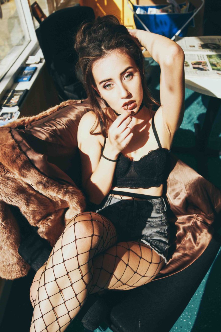 editorial portrait in the laundrette