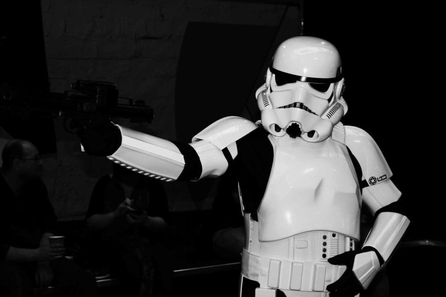 Black and white storm trooper posing