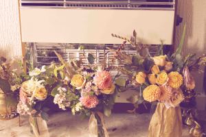 Wild wedding bouquets with a vintage filter